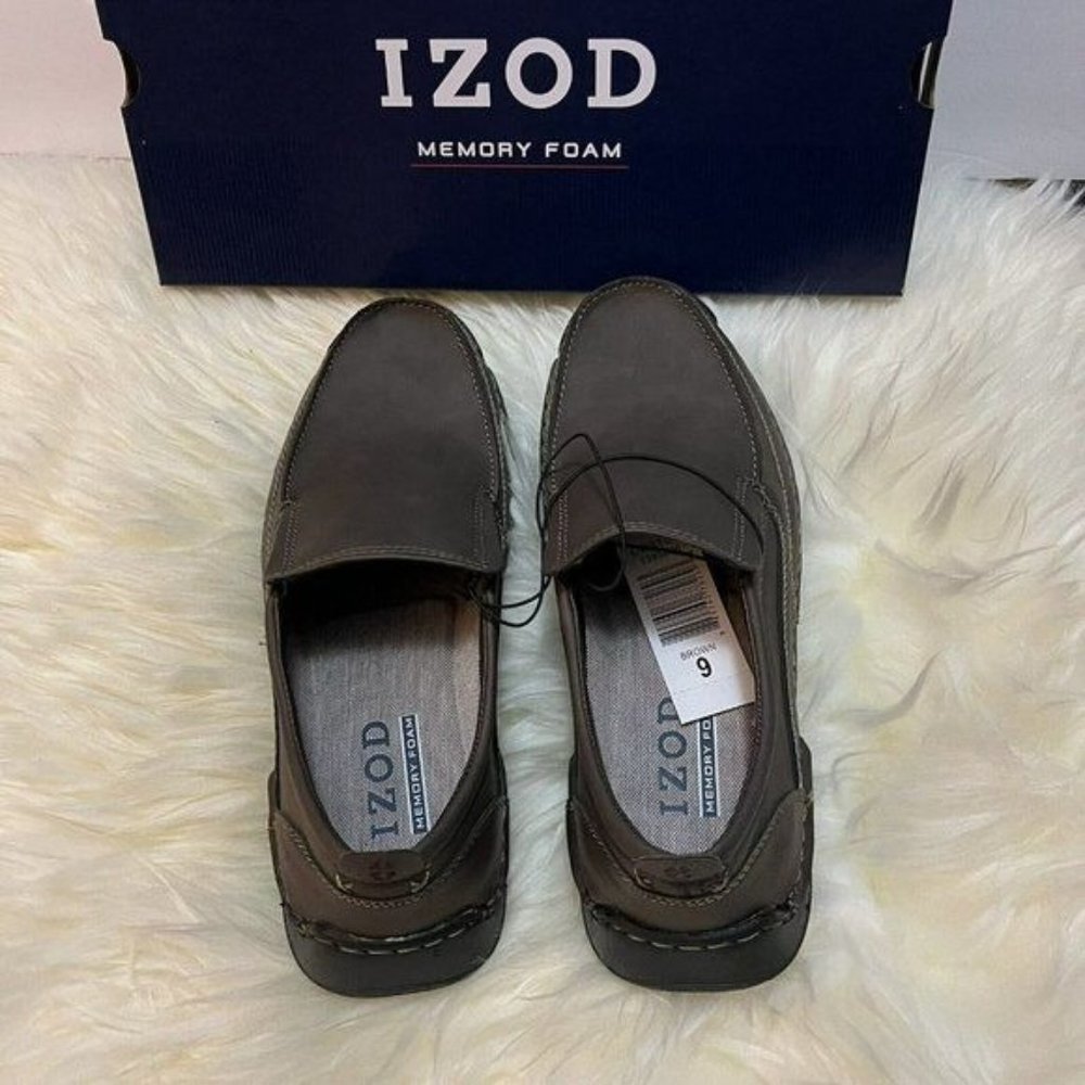NEW!! Izod Thomas Men's Brown Slip-On Memory Foam Shoes Size 10,10.5, 11 12 - Picture 4 of 11